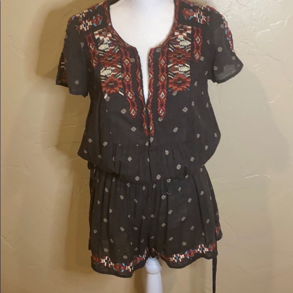 Free People grey with embroidered romper